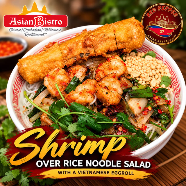 Shrimp Over Rice Noodle Salad.