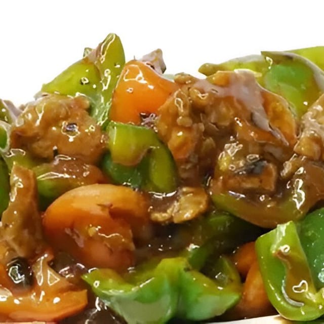 Beef, Tomato & Green Pepper.